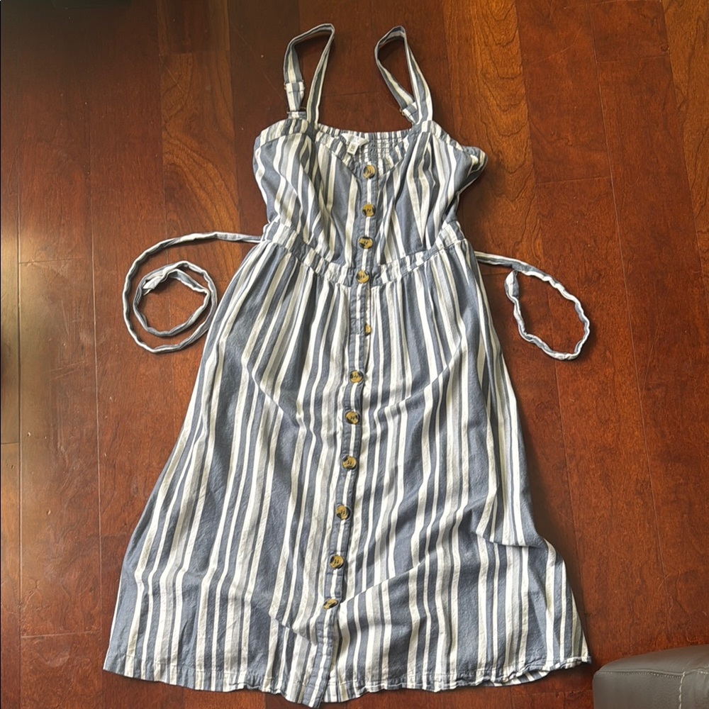 Time and Tru Blue Striped High Low Dress